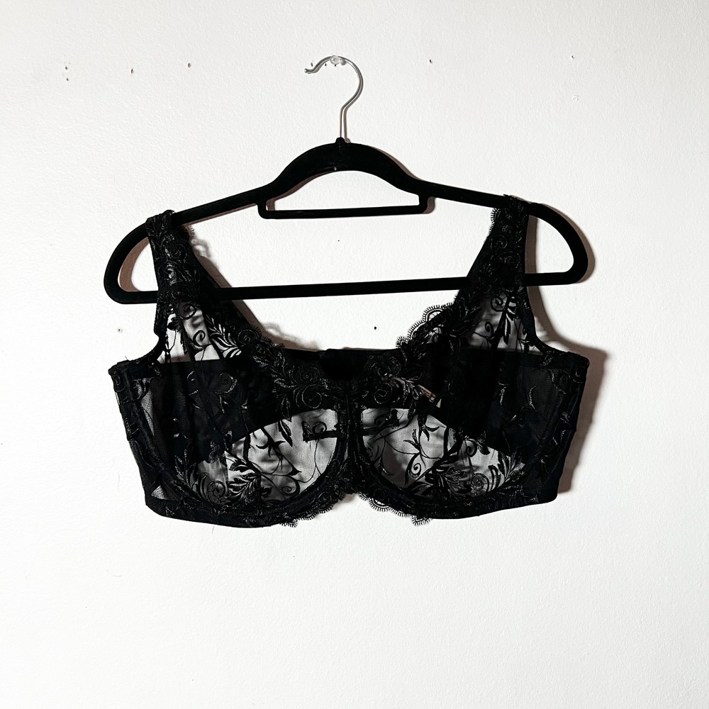 Soma Bra 44DD Black Sheer Sensuous Lace Unlined Underwire